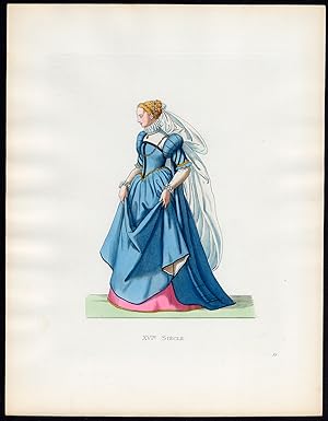 Antique Print-LADY-RAVENNA-COSTUME-16TH C-52-Duplessis-Bonnard-1867