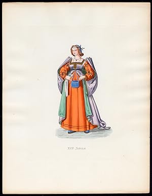 Antique Print-GRANADA-LADY-COSTUME-16TH C-14-Duplessis-Bonnard-1867