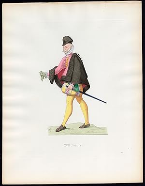 Antique Print-SPAIN-GENTLEMAN-SWORD-COSTUME-16TH C-53-Duplessis-Bonnard-1867