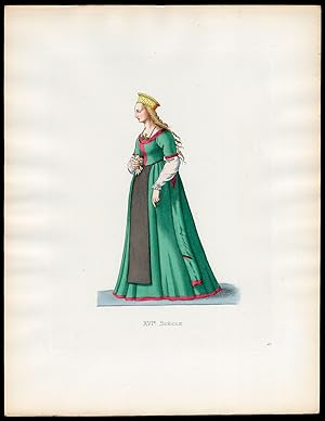 Antique Print-YOUNG WOMAN-DANZIG-GDANSK-16TH CENTURY-62-Duplessis-Bonnard-1867