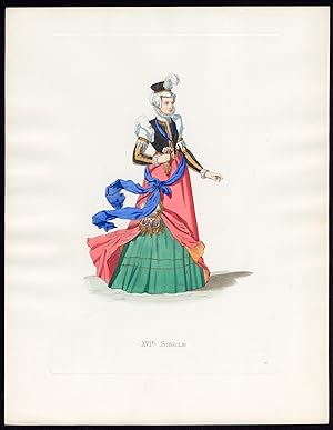 Antique Print-LADY-SWITZERLAND-COSTUME-16TH C-20-Duplessis-Bonnard-1867
