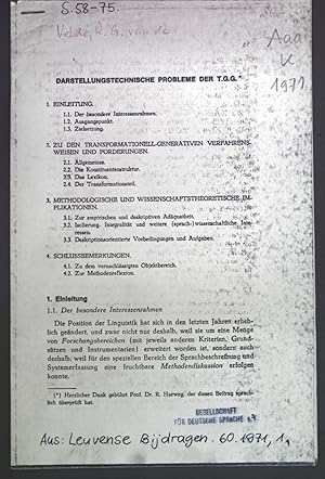 Seller image for Darstellungstechnische Probleme der T.G.G. aus: Leuvense Bijdragen 60, 1971,1. for sale by books4less (Versandantiquariat Petra Gros GmbH & Co. KG)