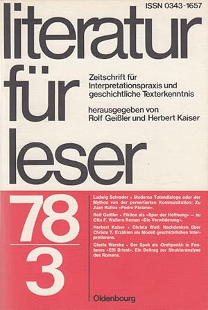 Bild des Verkufers fr Literatur fr Leser 1978 Heft 3 - Zeitschrift fr Interpretationspraxis und geschichtliche Texterkenntnis zum Verkauf von Versandantiquariat Nussbaum