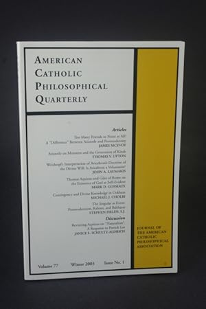 Seller image for American Catholic Philosophical Quarterly, 77, 1, Winter 2003. for sale by Steven Wolfe Books
