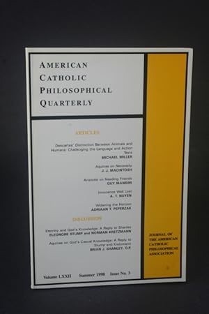 Seller image for American Catholic Philosophical Quarterly, 72, 3, Summer 1998. for sale by Steven Wolfe Books