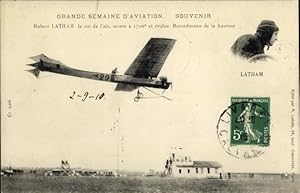 Ansichtskarte / Postkarte Grande Semaine d'Aviation, Monoplan, Aviateur Hubert Latham