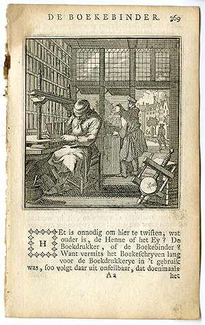Antique Print-PROFESSION-DE BOEKBINDER-BOOKBINDER-Luiken-Clara-c.1700