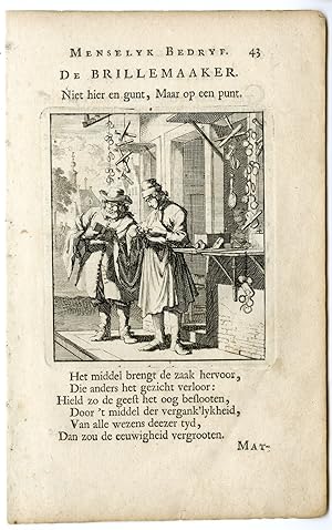 Image du vendeur pour Antique Print-PROFESSION-DE BRILLEMAAKER-SPECTACLE MAKER-Luiken-Clara-c.1700 mis en vente par Pictura Prints, Art & Books