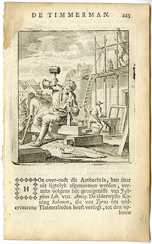 Antique Print-PROFESSION-TIMMERMAN-CARPENTER-Luiken-Clara-c.1700