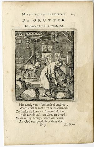 Antique Print-PROFESSION-KRUIDENIER-GROCER-Luiken-Clara-c.1700