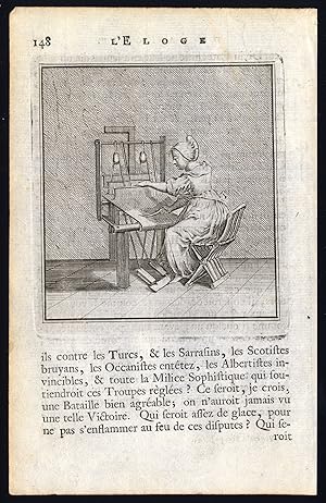 Seller image for Antique Print-PRAISE OF FOLLY-LOOM-WOMAN-Holbein-Erasmus-1728 for sale by Pictura Prints, Art & Books