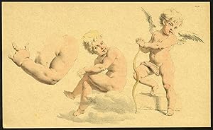 Antique Print-PL 25-ETUDES D'ENFANTS-PUTTI-CLOUD-BOULDER-BOW-Meyer-1892