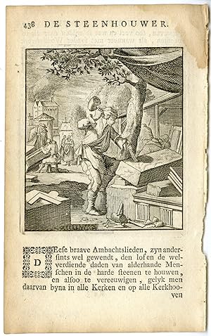 Antique Print-PROFESSION-STEENHOUWER-STONE MASON-SCULPTOR-Luiken-Clara-c.1700