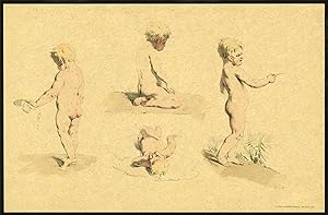 Antique Print-ETUDES D'ENFANTS-PUTTI-CLOUD-PEDESTAL-Meyer-1892