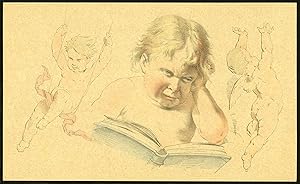 Antique Print-ETUDES D'ENFANTS-PUTTI-CHERUB-SWING-READ-TEAR-JUMP-Meyer-1892