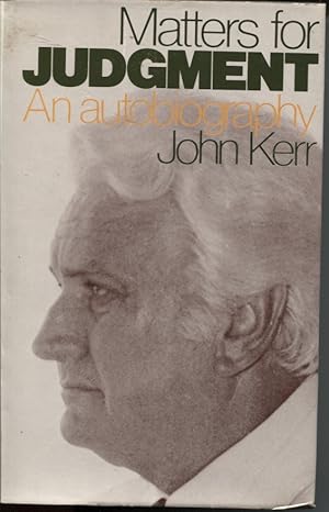 Seller image for MATTERS FOR JUDGEMENT An Autobiography for sale by Dromanabooks