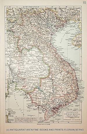 French Indochina, map c. 1900 / Indochine française / Französisch-Indochina, Landkarte ca. 1900