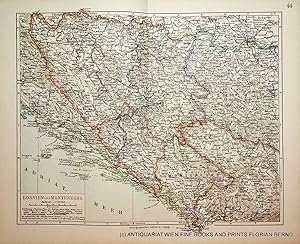 Bosnia and Herzegovina map c. 1900 / Bosnien und Herzegowina Landkarte ca. 1900