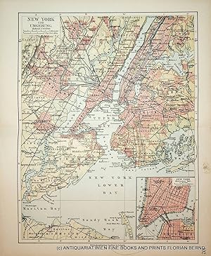 New York, map c. 1900 / New York, Landkarte ca. 1900