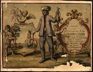 Rare Antique Print-CARTOUCHE ATLAS-FISHERMEN-ON SILK-de Leth-1730