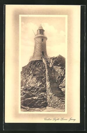Ansichtskarte Jersey, Corbier Lighthouse, Blick zum Leuchtturm