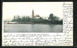 Ansichtskarte Lake Cghamplain, Crown Point Light House, Blick zum Leuchtturm