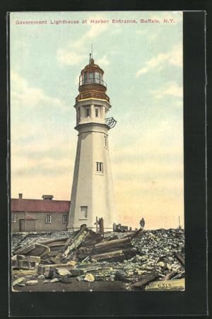 Ansichtskarte Buffalo, Government Lighthouse at Harbor Entrance, Leuchtturm