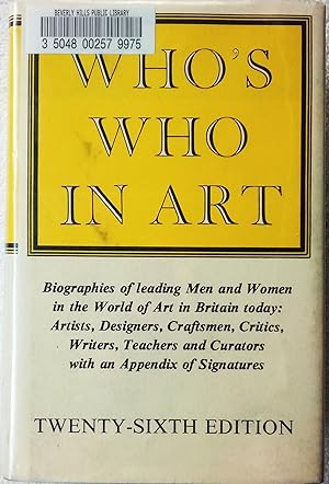 Who's Who in Art, Twenty-Sixth Edition