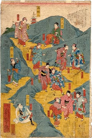 Antique Print-JAPAN-UKIYO-E-ACTORS-MOUNTAIN-Sadahiro II-1865