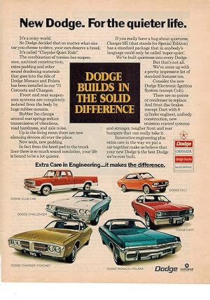 Dodge - Original Advertisement from 1972 - Club Cab - Challenger - Charger Coronet - Colt - Dart ...