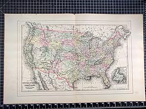 1894 Original Handcolor Map: UNITED STATES AND TERRITORIES AND CANADA