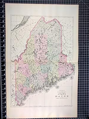 1894 Original Handcolor Map: MAINE COUNTY AND TOWNSHIP MAP