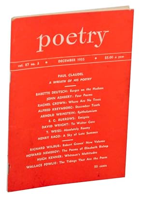 Bild des Verkufers fr Poetry Magazine, Volume 87, Number 3, December 1955 zum Verkauf von Jeff Hirsch Books, ABAA