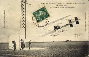 Ansichtskarte / Postkarte Grande Semaine d'Aviation de Champagne 1910, Un hardi virage de Weymann...