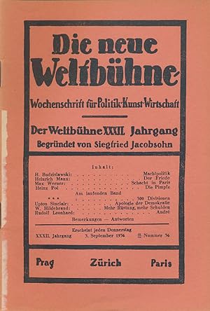 Die neue Weltbühne. XXXII. Jahrgang. 3. September 1936. Nummer 36. Wochenschrift für Politik, Kun...