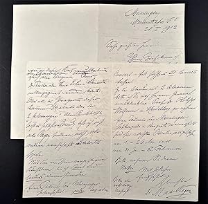 Autograph letter with place, date and signature. Eigenhändiger Brief mit Ort, Datum und Unterschr...