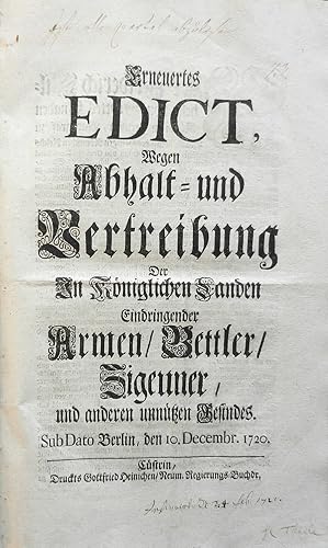 Erneuertes Edict, Wegen Abhalt- und Vertreibung Der In Königlichen Landen Eindringender Armen, Be...