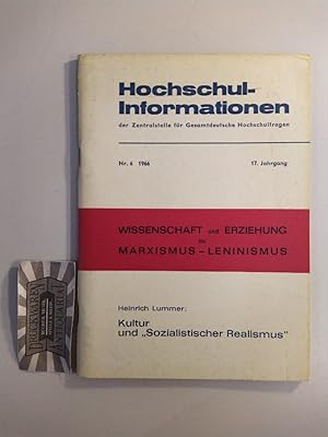 Kultur und "Sozialistischer Realismus". (Hochschul-Information der Zentralstelle für Gesamtdeutsc...