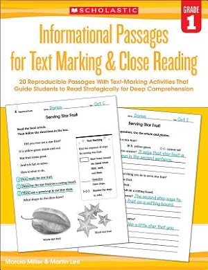 Seller image for Informational Passages for Text Marking & Close Reading: Grade 1: 20 Reproducible Passages with Text-Marking Activities That Guide Students to Read St (Paperback or Softback) for sale by BargainBookStores