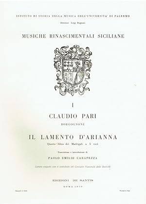Musiche Rinascimentali Siciliane 1/4: Il Lamento d'Arianna; Musiche Strumentali Didattiche; Motte...