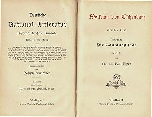 Imagen del vendedor de Wolfram von Eschenbach - dritter Teil - Anhang: Die Gawanepisode (Originalausgabe 1892) a la venta por Libro-Colonia (Preise inkl. MwSt.)