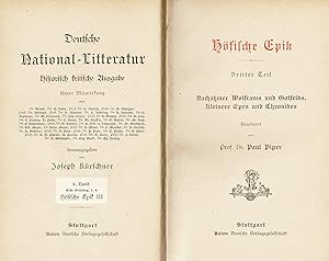 Bild des Verkufers fr Hfische Epik - Nur 3. Teil "Nachahmer Wolframs und Gottfrids. Kleinere Epen und Chroniken" (Originalausgabe 1895) zum Verkauf von Libro-Colonia (Preise inkl. MwSt.)