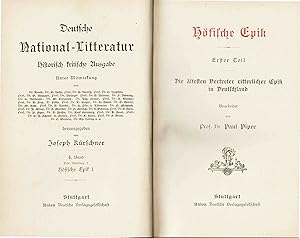 Bild des Verkufers fr Hfische Epik - Nur 1. Teil "Die ltesten Vertreter ritterlicher Epik in Deutschland" (Originalausgabe 1892) zum Verkauf von Libro-Colonia (Preise inkl. MwSt.)