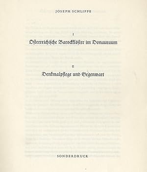 Bild des Verkufers fr sterreichische Barockschlsser im Donauraum, und Denkmalpflege und Gegenwart. zum Verkauf von Antiquariat an der Linie 3