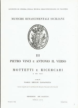 Musiche rinascimentali siciliane III: Mottetti e ricercari a tre voci