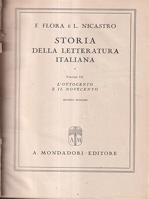 Immagine del venditore per Storia della letteratura italiana vol. 3 - L'ottocento e il novecento venduto da Librodifaccia