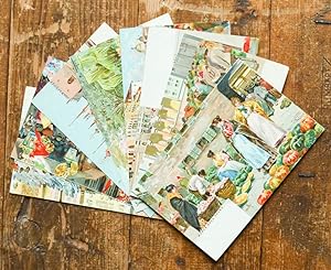 Hübsche Sammlung von 8 farbigen Postkarten mit Szenen aus Venedig um 1900.