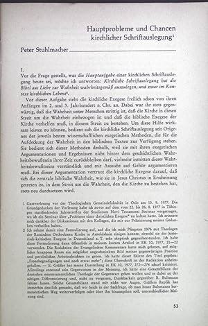 Immagine del venditore per Hauptprobleme und Chancen kirchlicher Schriftauslegung. - in: theologische beitrge 2/78, 9. Jahrgang. venduto da books4less (Versandantiquariat Petra Gros GmbH & Co. KG)