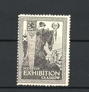 Image du vendeur pour Reklamemarke Glasgow, Scottish Exhibition 1911, Gttin hlt Ehrenkranz und blickt auf die Stadt mis en vente par Bartko-Reher