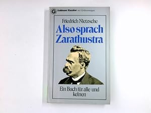 Bild des Verkufers fr Also sprach Zarathustra. Ein Buch fr alle und keinen zum Verkauf von Antiquariat Buchhandel Daniel Viertel